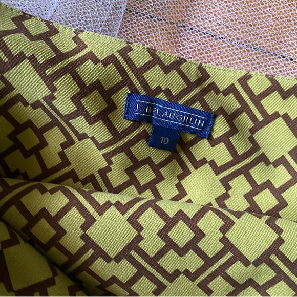 J McLaughlin retro mod geometric pattern green brown skirt 10 - Picture 12 of 15